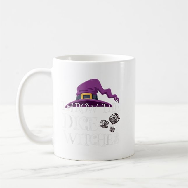 Throw The Dice Witches Bunco Night Halloween Coffee Mug (Left)