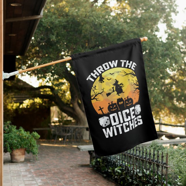 Throw The Dice Witches Bunco Party House Flag (In SItu)