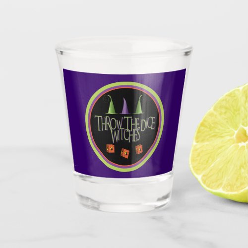 Throw The Dice Witches Halloween Bunco Party Shot Glass