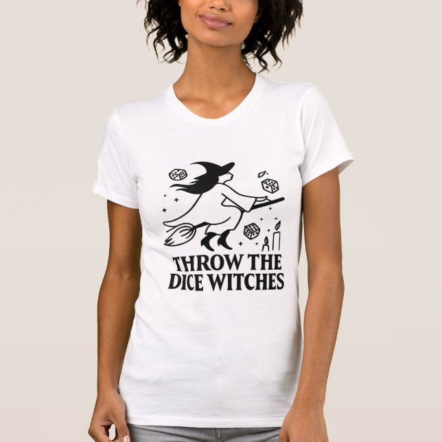 Throw The Dice Witches Halloween Spooky Gamer T-Shirt (Front)