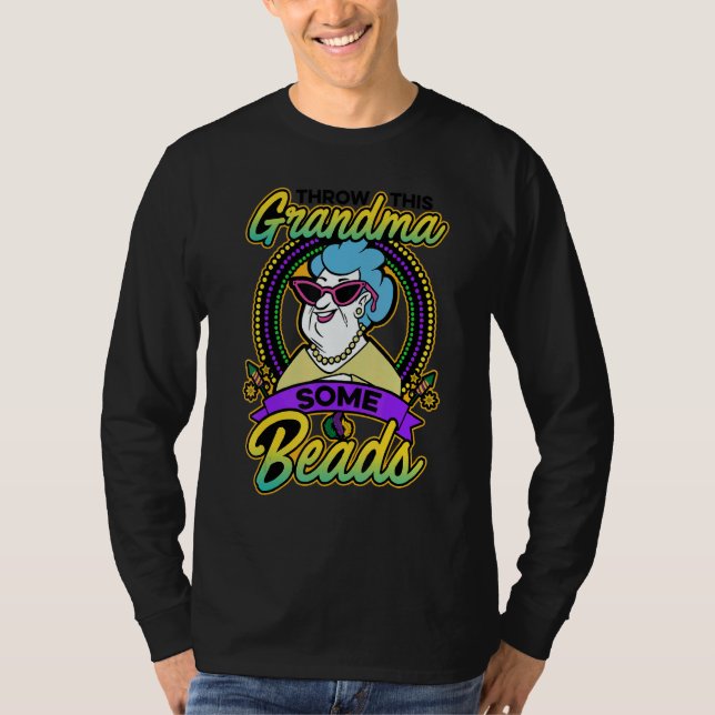 Throw This Grandma Some Beads Beadwork Hand Stitch T-Shirt (Front)