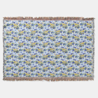Throw Whimsical Bird & Blueberries Blue Yellow Blanket