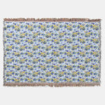 Throw Whimsical Bird &amp; Blueberries Blue Yellow Throw Blanket