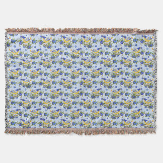 Throw Whimsical Bird & Blueberries Blue Yellow Throw Blanket