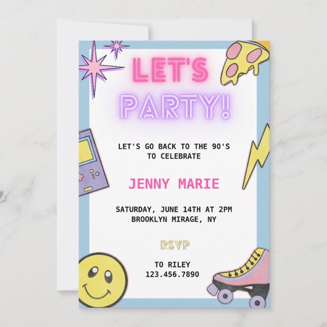 Throwback 90's/2000's Birthday Invitation (Front)