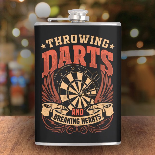 Throwing Darts and Breaking Hearts Flask 8 oz.  (Creator Uploaded)