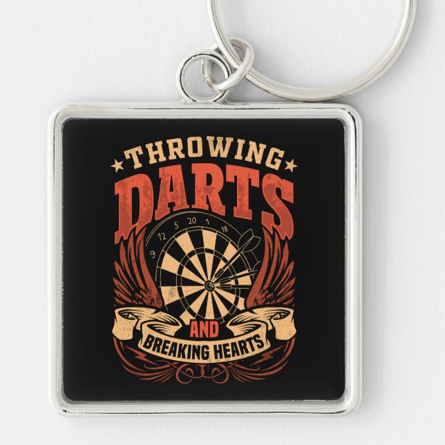 Throwing Darts Breaking Hearts Premium Keychain (Front)