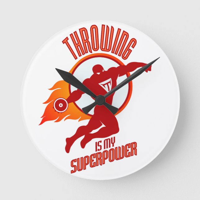 throwing discus is my superpower round clock (Front)