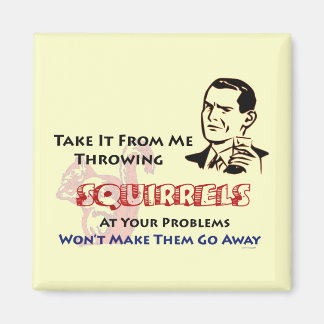 Throwing Squirrels Retro Humor Refrigerator Magnet