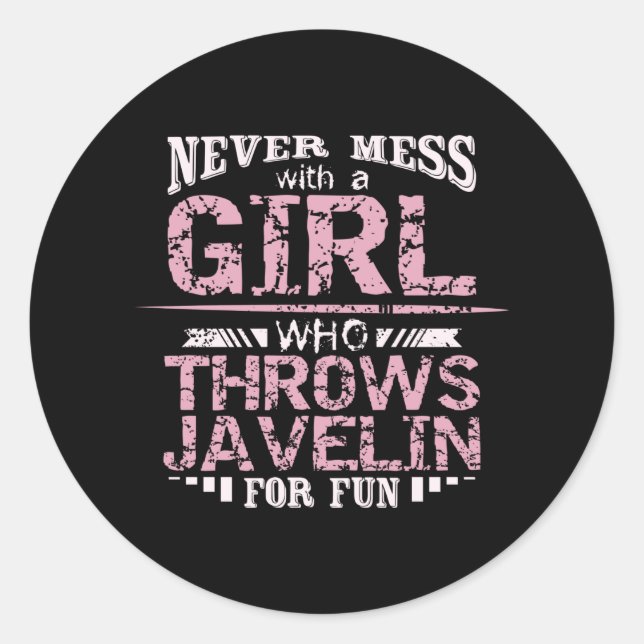 Throws Javelin Girl Classic Round Sticker (Front)