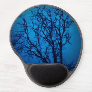 Thru The Glass, Weeping Tree Blue Abstract Art