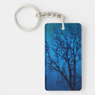 Thru The Glass, Weeping Tree Blue Abstract Art