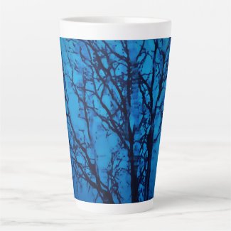 Thru The Glass, Weeping Tree Blue Abstract Art