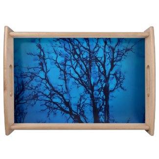 Thru The Glass, Weeping Tree Blue Abstract Art
