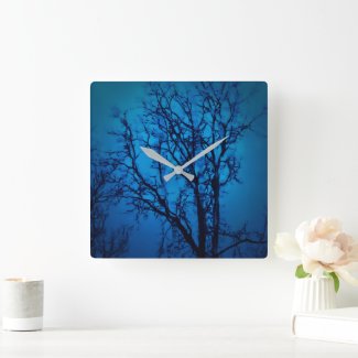 Thru The Glass, Weeping Tree Blue Abstract Art