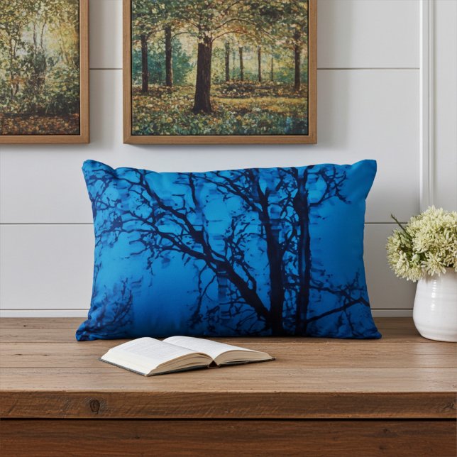 Thru The Glass, Weeping Tree Blue Abstract Wall Accent Pillow (Creator Uploaded)