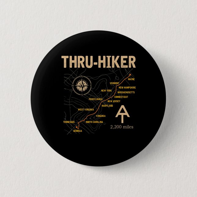 Thruh Hiker Appalachian Trail Hiking  Button (Front)