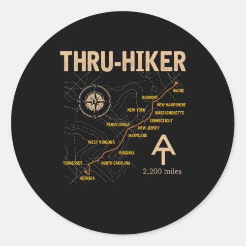 Thruh Hiker Appalachian Trail Hiking  Classic Round Sticker