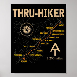 Thruh Hiker Appalachian Trail Hiking Poster