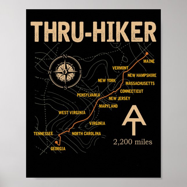 Thruh Hiker Appalachian Trail Hiking Poster (Front)