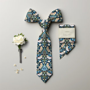 Thrushes Birds Monogram William Morris Men's Neck Tie