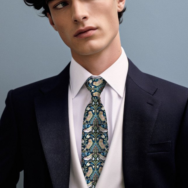 Thrushes Birds William Morris Inspired Men's Neck Tie (Creator Uploaded)
