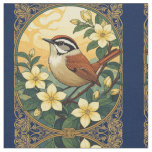 Thryothorus Bird Amongst Yellow Jasmine Flowers Fabric