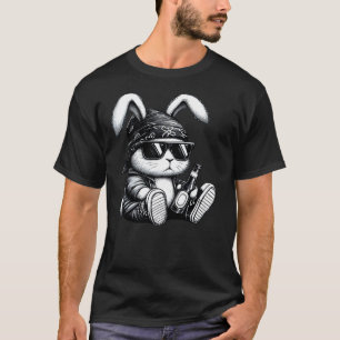 Thug Bunny With Beer Bunny Rabbit Gangster Rabbit T-Shirt