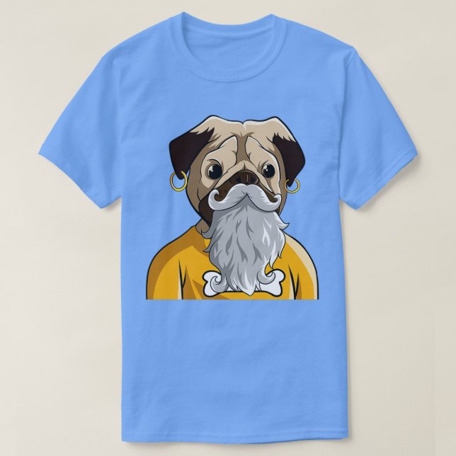 THUG PUG BEARD WITH EARRING 1 T-Shirt (Design Front)