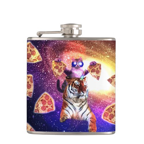 Thug Space Cat On Tiger Unicorn Flask