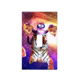 Thug Space Cat On Tiger Unicorn Light Switch Cover