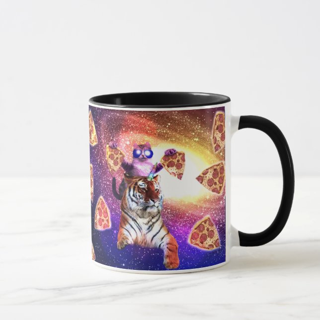 Thug Space Cat On Tiger Unicorn Mug (Right)