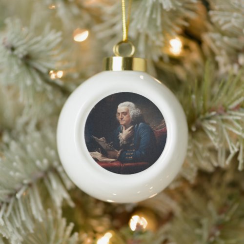 Thumb Portrait Benjamin Franklin at White House  Ceramic Ball Christmas Ornament