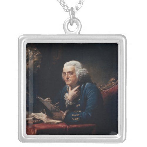 Thumb Portrait Benjamin Franklin at White House  Silver Plated Necklace