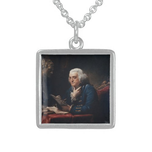 Thumb Portrait Benjamin Franklin at White House  Sterling Silver Necklace