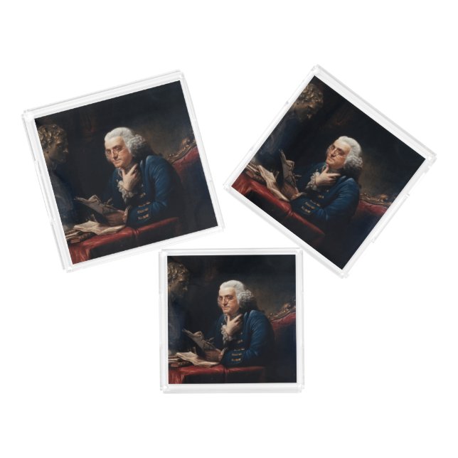 Thumb Portrait, Benjamin Franklin Founding Father Acrylic Tray (Set)