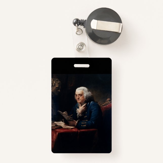 Thumb Portrait, Benjamin Franklin Founding Father Badge (Back with Retractable)