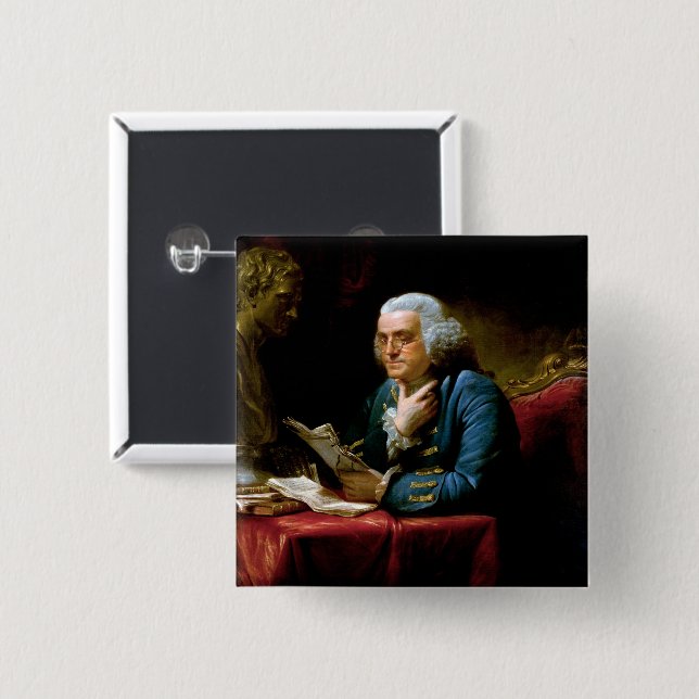 Thumb Portrait, Benjamin Franklin Founding Father Button (Front & Back)