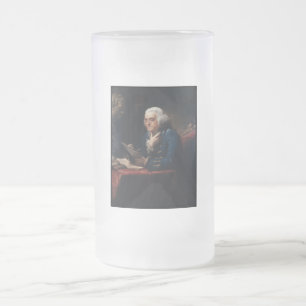 Thumb Portrait, Benjamin Franklin Founding Father Frosted Glass Beer Mug
