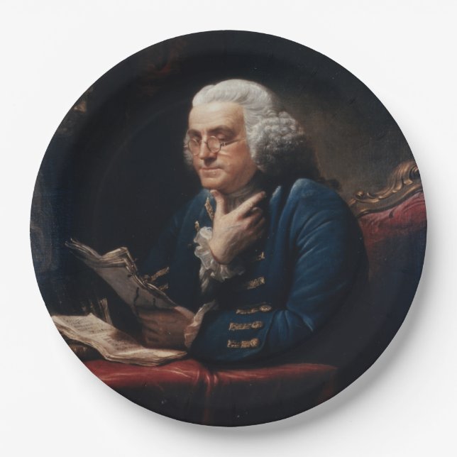 Thumb Portrait, Benjamin Franklin Founding Father Paper Plates (Front)