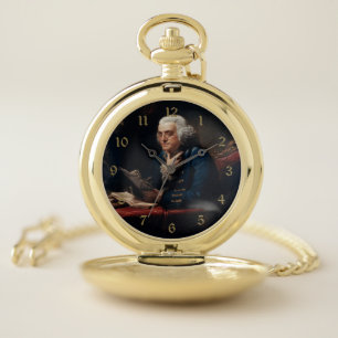 Thumb Portrait, Benjamin Franklin Founding Father Pocket Watch