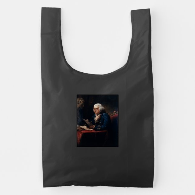 Thumb Portrait, Benjamin Franklin Founding Father Reusable Bag (Front)