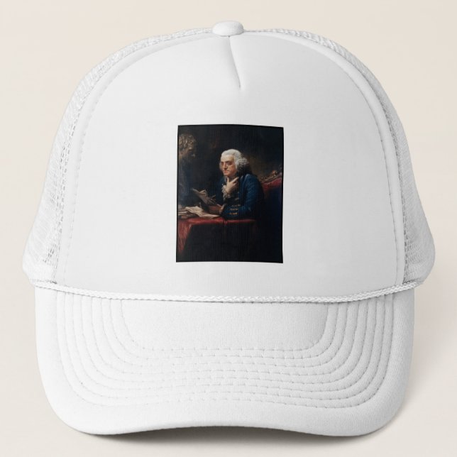Thumb Portrait, Benjamin Franklin Founding Father Trucker Hat (Front)