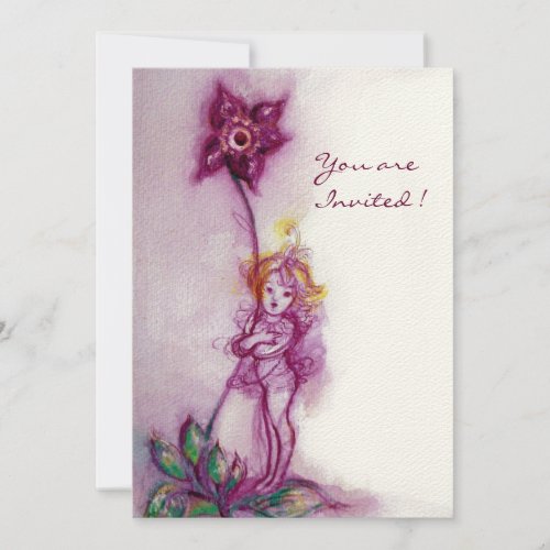 THUMBELINA 2 pink purple cream felt Invitation