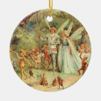 Thumbelina and Prince Wedding, Vintage Fairy Tales Ceramic Ornament