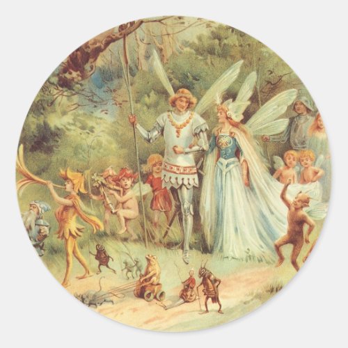 Thumbelina and Prince Wedding Vintage Fairy Tales Classic Round Sticker