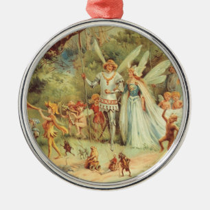 Thumbelina and Prince Wedding, Vintage Fairy Tales Metal Ornament