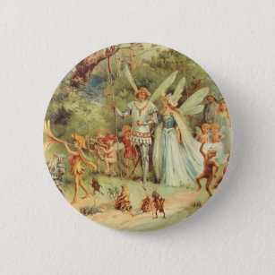 Thumbelina and Prince Wedding, Vintage Fairy Tales Pinback Button