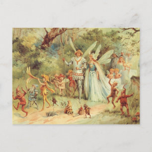 Thumbelina and Prince Wedding, Vintage Fairy Tales Postcard