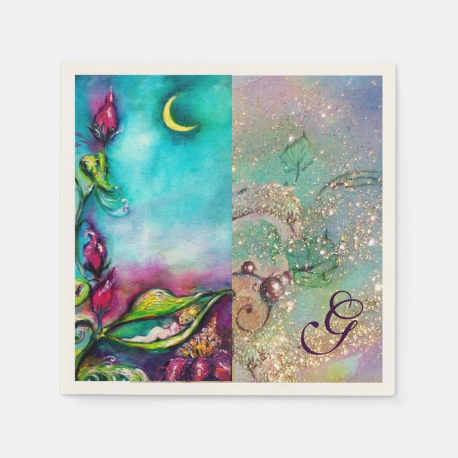 THUMBELINA BABY SHOWER MONOGRAM PAPER NAPKINS (Front)